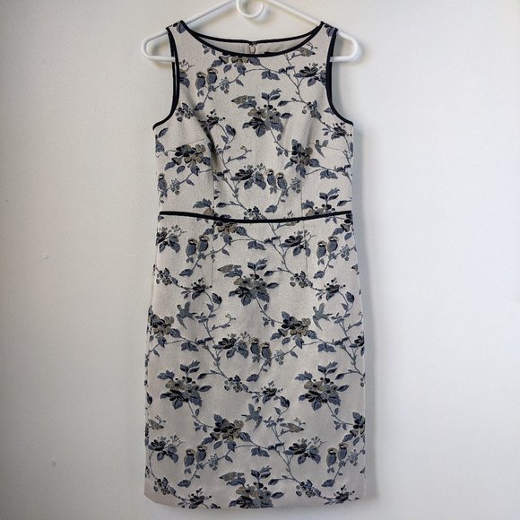 Ann Taylor Silver and Blue Embroidered Sheath - Picture 1 of 11